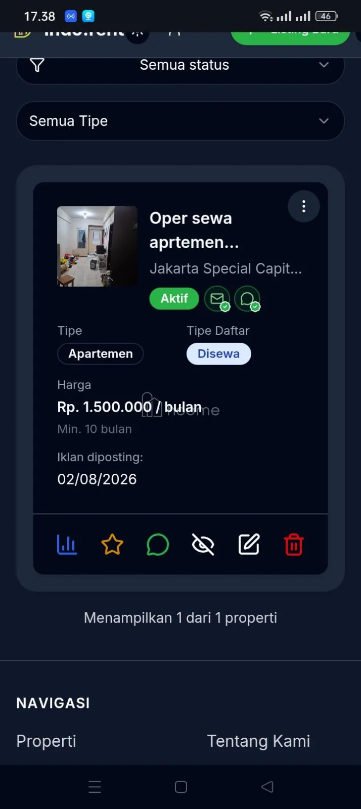 Disewa Apartemen Oper sewa aprtemen Latumenten  — foto 1 dari 3