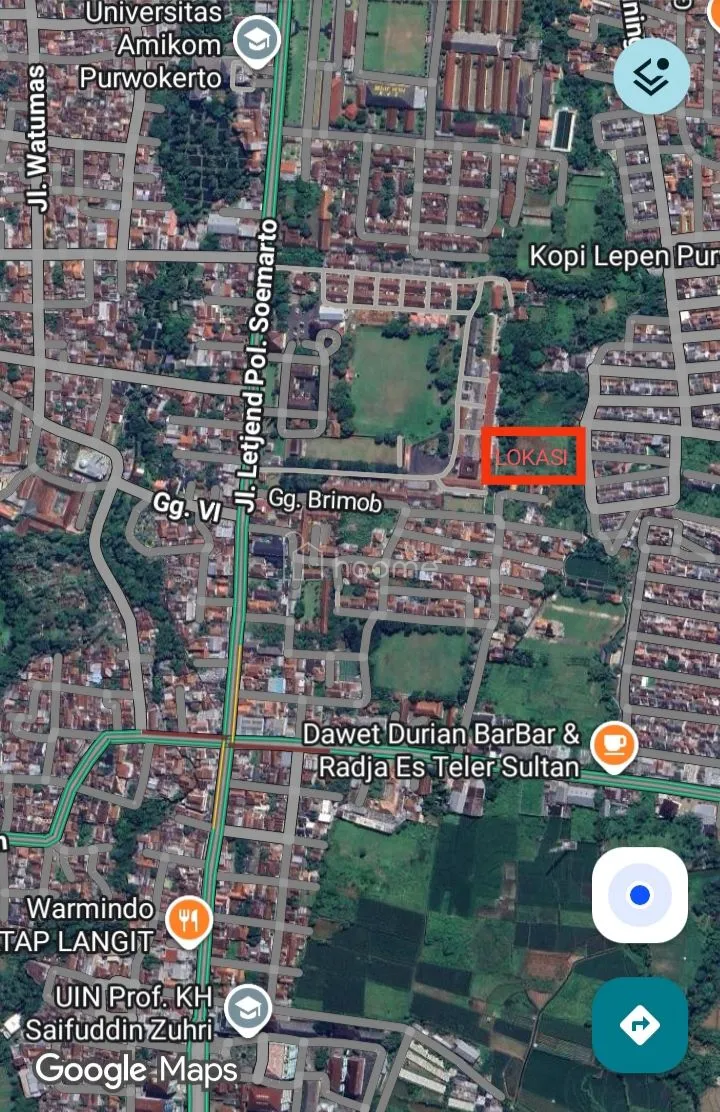 Dijual Tanah Nego 93 Ubin (1300m) Purwokerto Kota — foto 1 dari 4