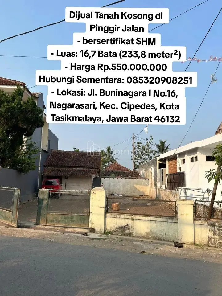Dijual Tanah Pinggir Jalan Buninagara I No.16 Kota Tasikmalaya — foto 2 dari 3