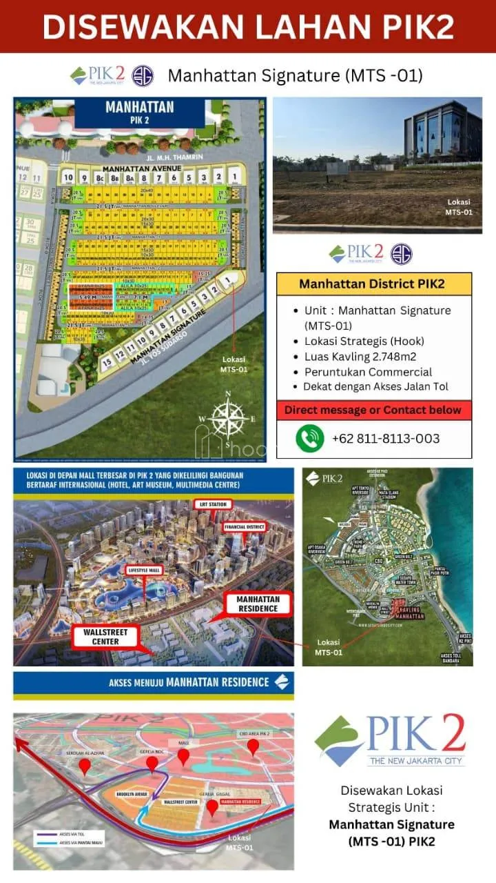 Dijual Tanah Disewakan Tanah Komersial Pik 2 - Huafeng Hotel — foto 1 dari 4
