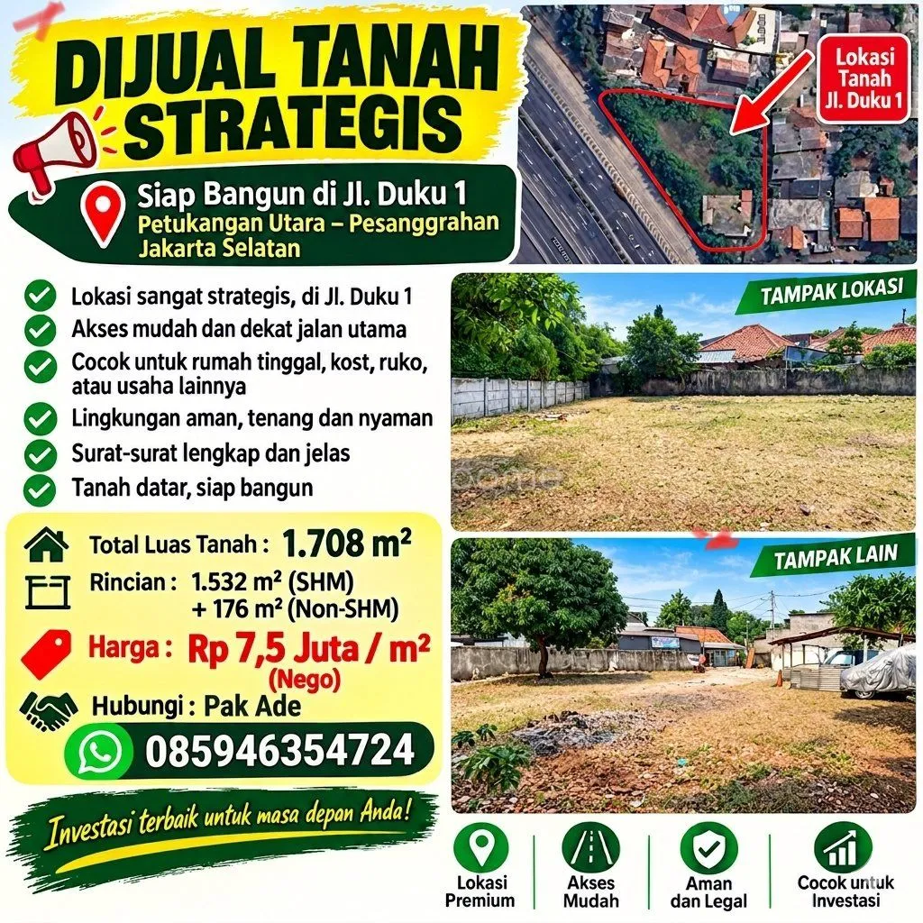 Dijual Tanah Dijual tanah strategis disamping Tol Jorr W2 — foto 2 dari 6