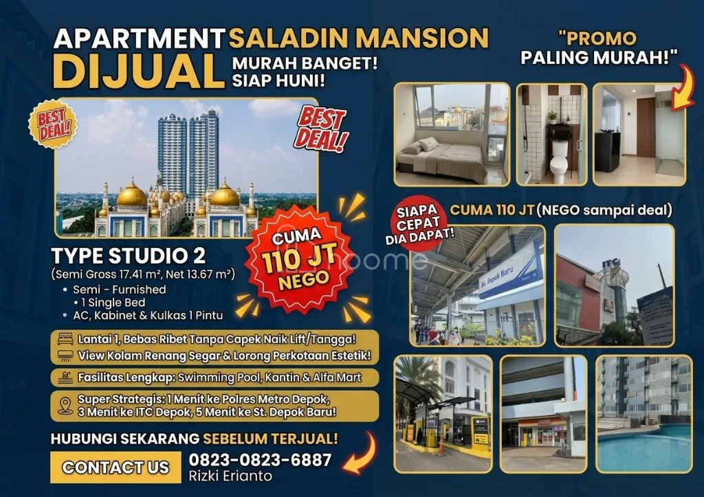 Dijual Apartemen PROMO PALING MURAH! PUNYA APARTEMEN CUMA 110 JUTA! — foto 2 dari 8