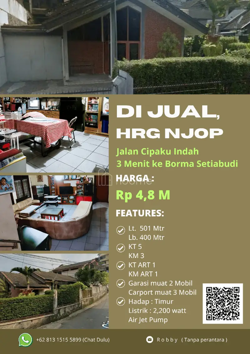 Dijual Rumah DiBwh NJOP, Jual Cipaku Indah, Setiabudi, Bandung — foto 2 dari 4