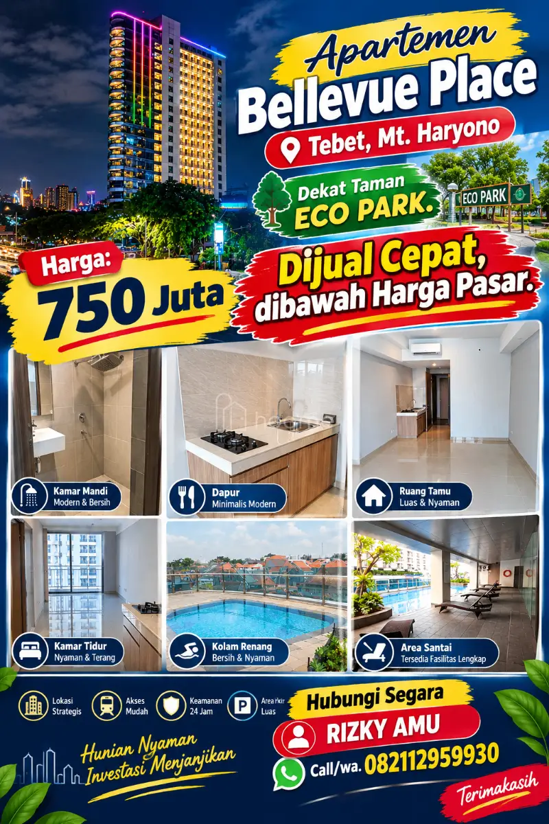 Dijual Apartemen Bellevue Place Tebet Mt Haryono Dkt TAMAN ECO PARK — foto 2 dari 5