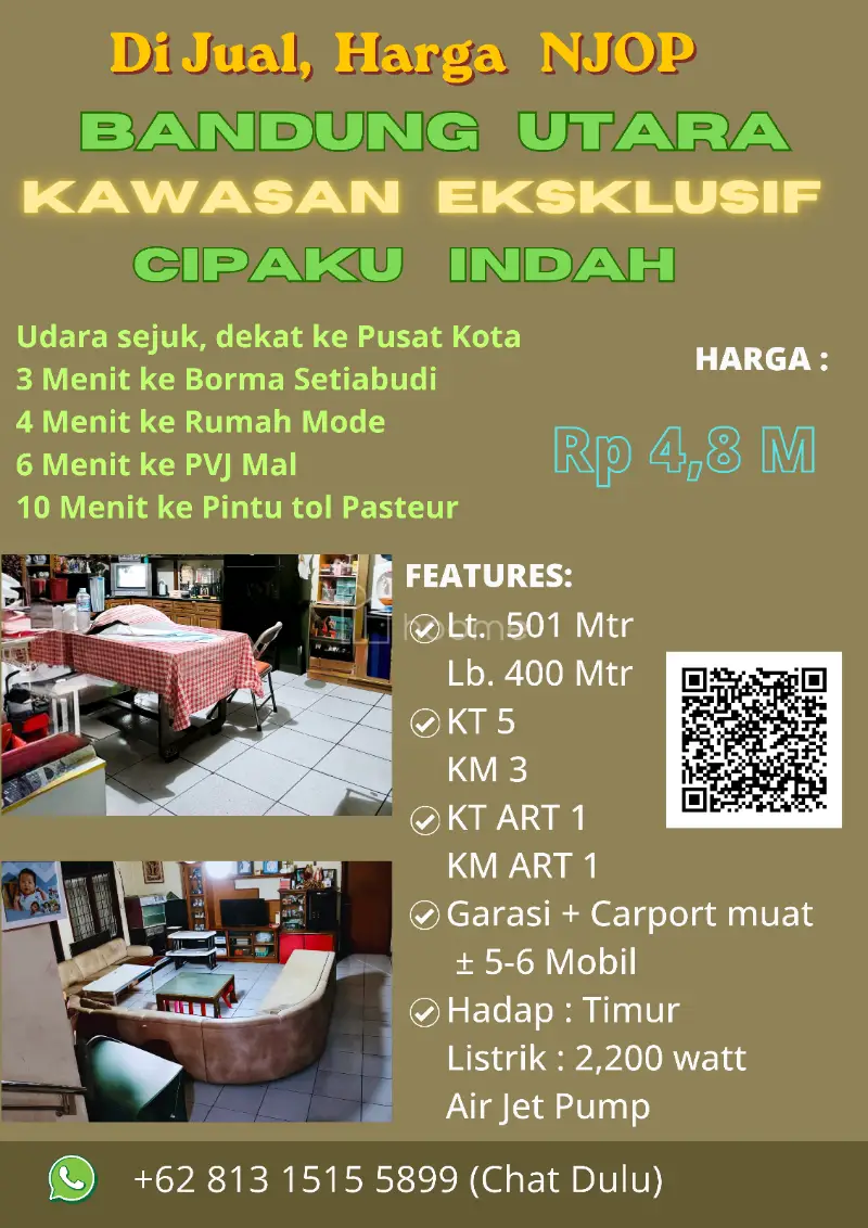 Dijual Rumah DiBwh NJOP, Jual Cipaku Indah, Setiabudi, Bandung — foto 2 dari 3