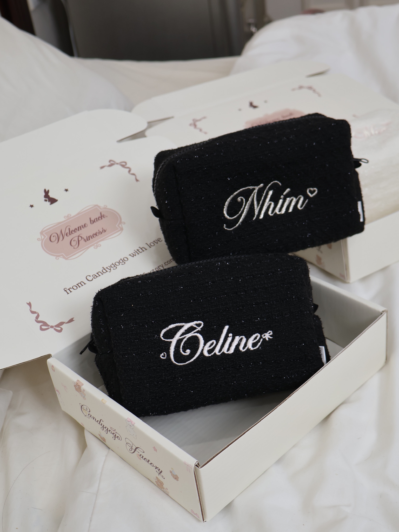 Midnight Glitter Tweed Pouch