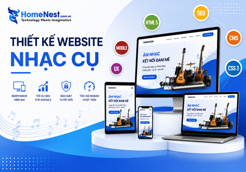 Thiết kế website bán nhạc cụ chuyên nghiệp, hiện đại