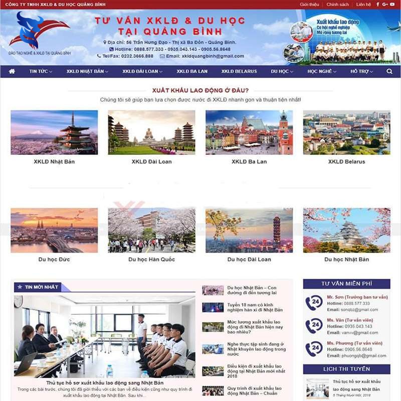 Thiết kế website xuất khẩu lao động chuyên nghiệp hiện đại chuẩn seo