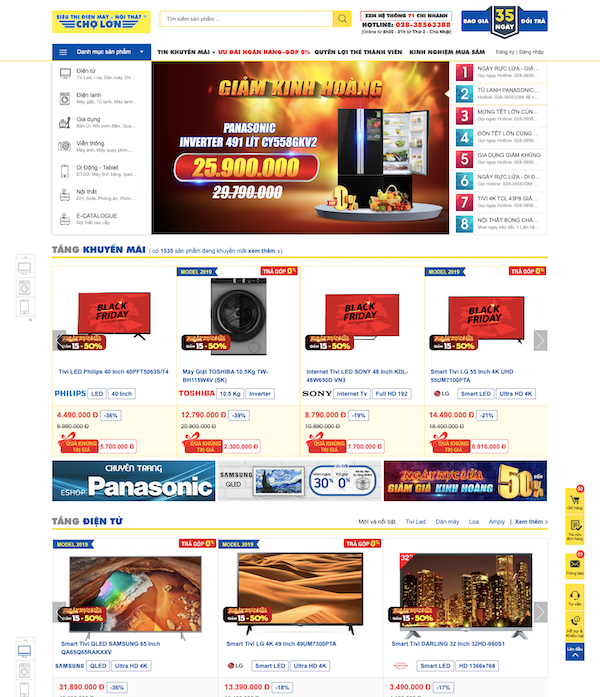 Thiết kế website điện máy hiện đại chuyên nghiệp