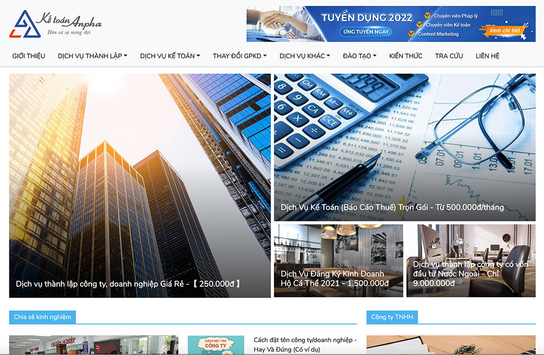Thiết kế website dịch vụ kế toán chuyên nghiệp, giá cạnh tranh nhất thị trường