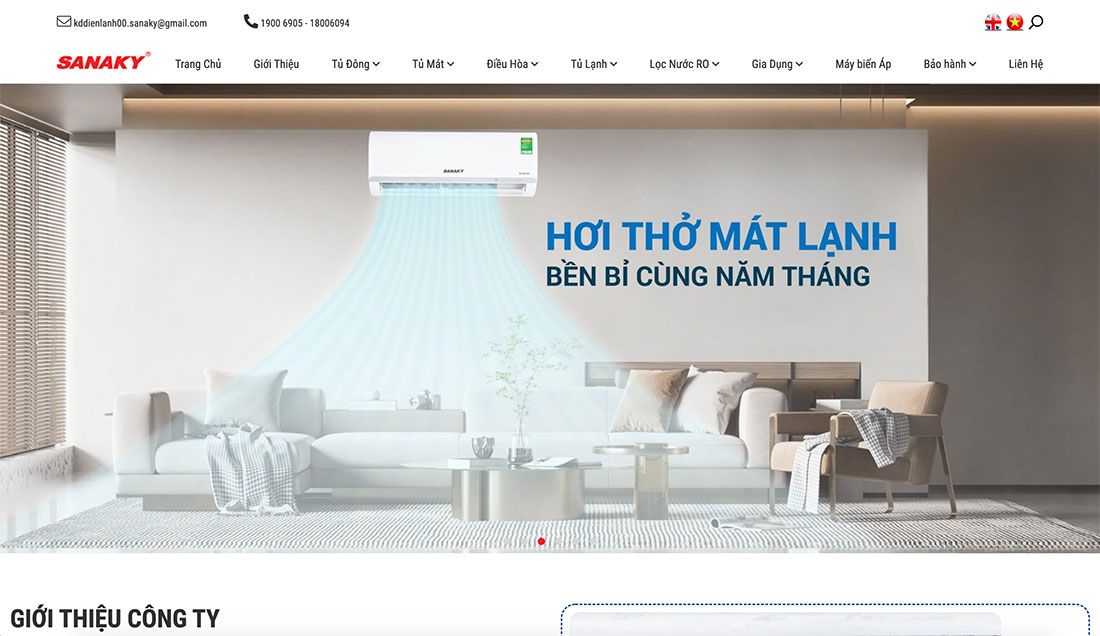 Thiết kế website điện tử điện lạnh chuyên nghiệp giao diện hiện đại đẹp mắt