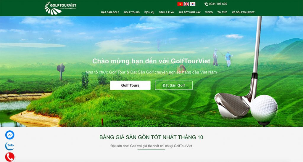 Thiết kế website dịch vụ đặt lịch sân golf chuyên nghiệp hiện đại thu hút