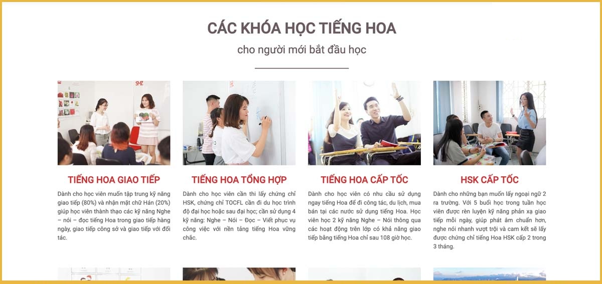 Thiết kế website trung tâm tiếng trung chuyên nghiệp hiện đại