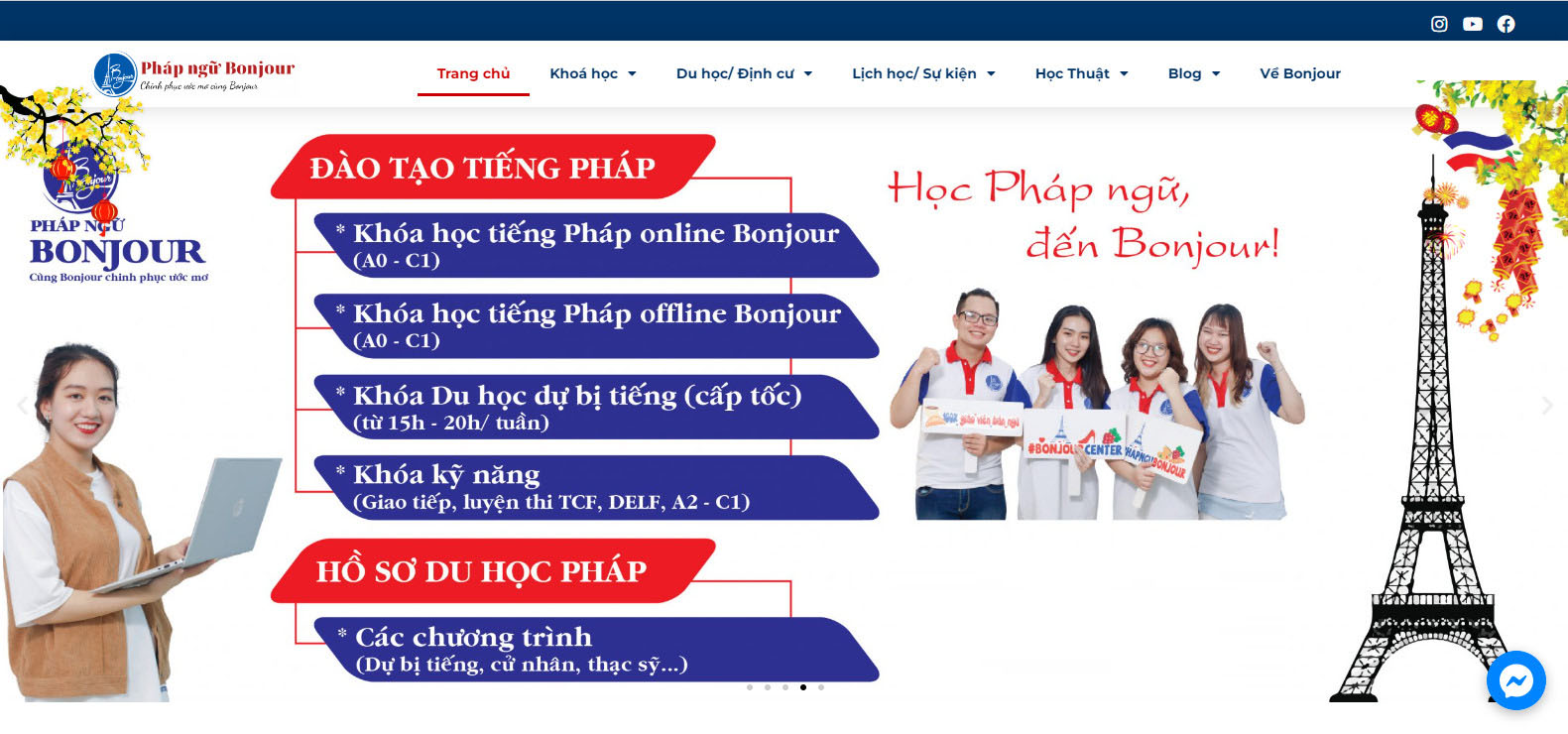 Thiết kế website dạy tiếng pháp chuyên nghiệp hiện đại
