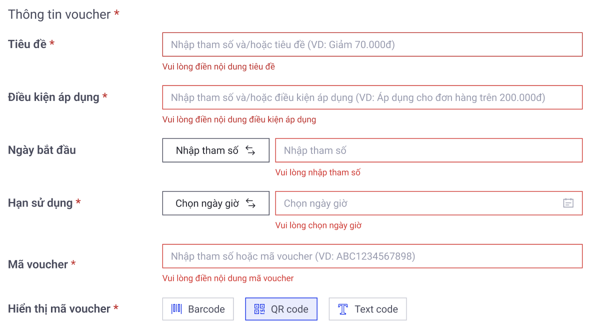 ZNS Voucher Template Là Gì? Cách Tạo Và Sử Dụng ZNS Voucher Template 5 Điền thông tin voucher zns voucher template