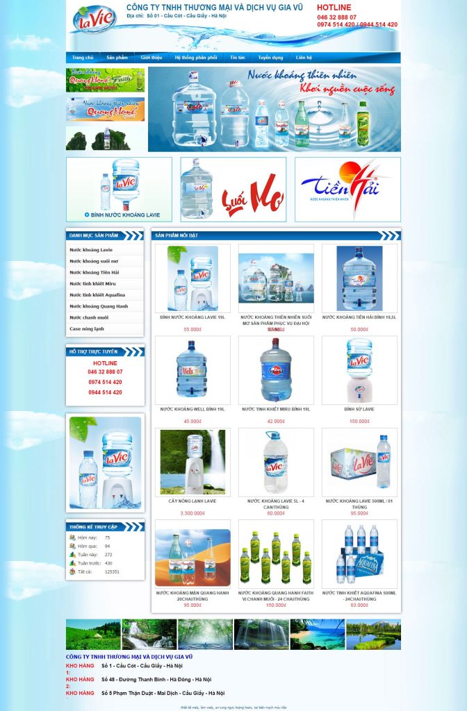 Thiết kế website đại lý nước uống
