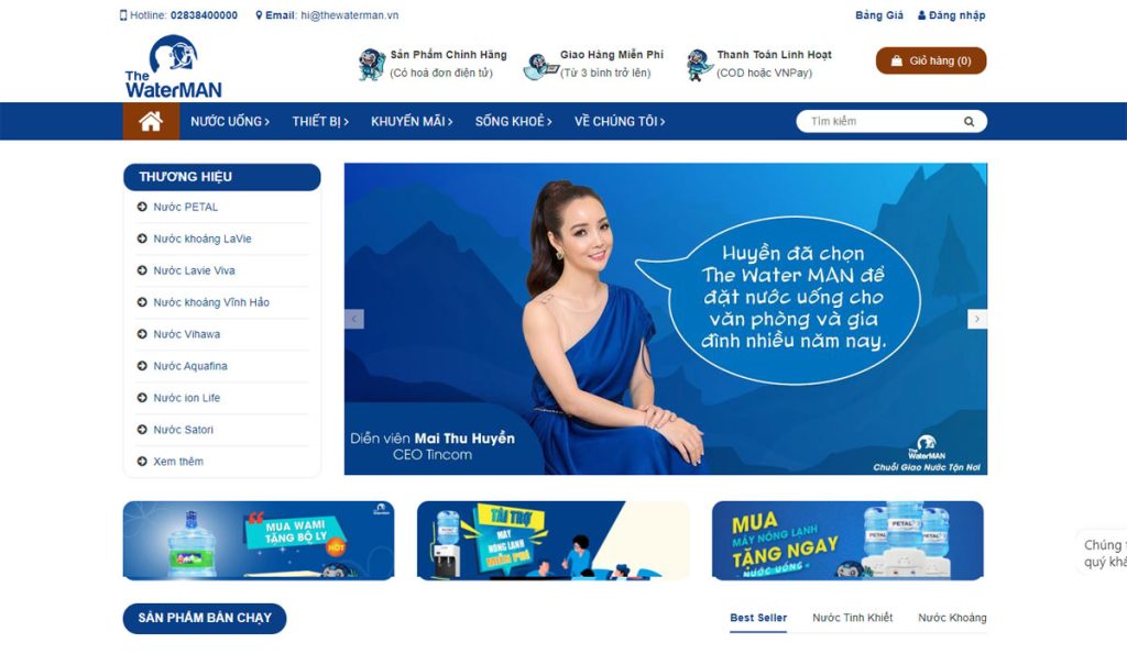 Thiết kế website đại lý nước uống