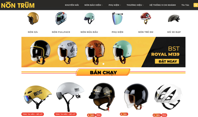 Thiết kế website bán mũ bảo hiểm