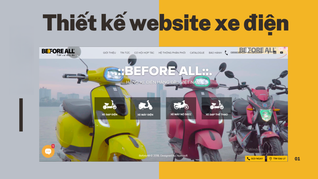 Thiết kế website bán xe điện chuẩn SEO, hiện đại chi phí hợp lý