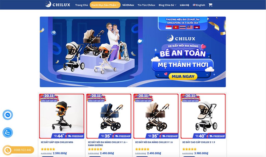 Thiết kế website bán xe đẩy em bé uy tín, chuyên nghiệp, chuẩn SEO 1 Thiết kế web bán xe đẩy cho bé