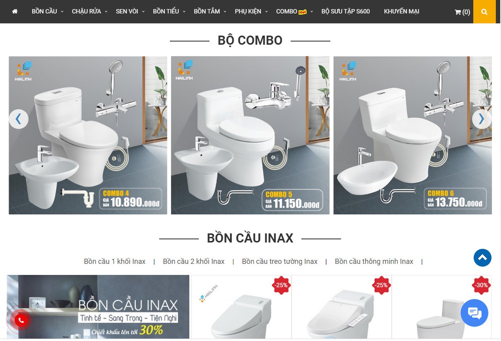 Thiết kế website kinh doanh thiết bị nhà tắm