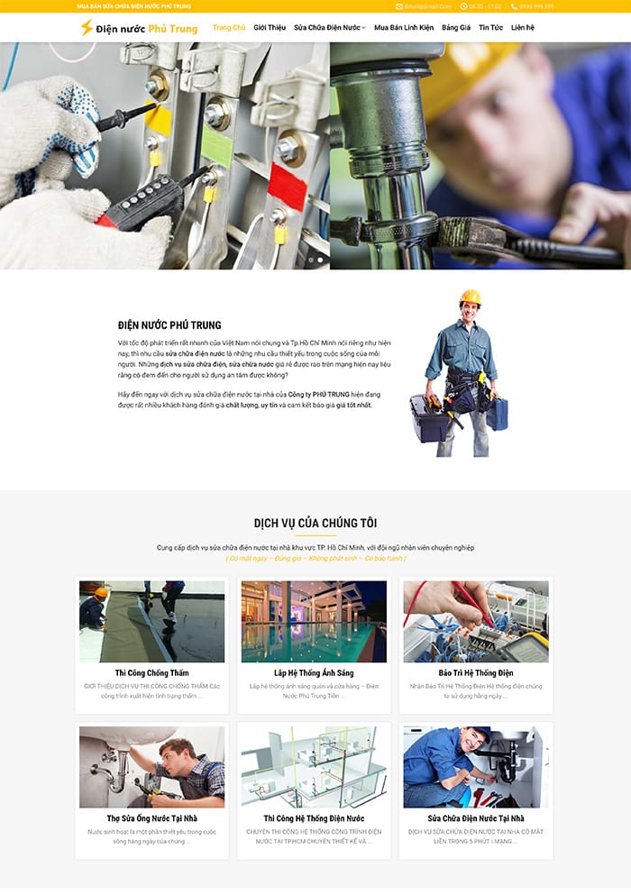 Thiết kế website dịch vụ sửa chữa điện nước
