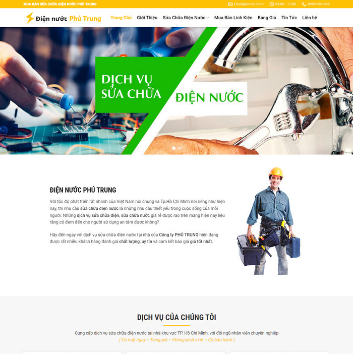 Thiết kế website dịch vụ sửa chữa điện nước
