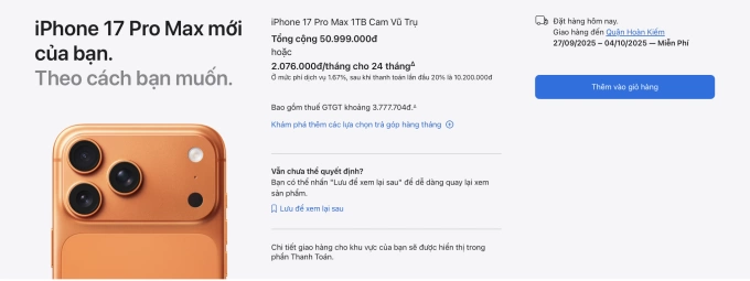 Apple store online tại việt nam lùi thời gian giao hàng, khi đặt lúc 19h10