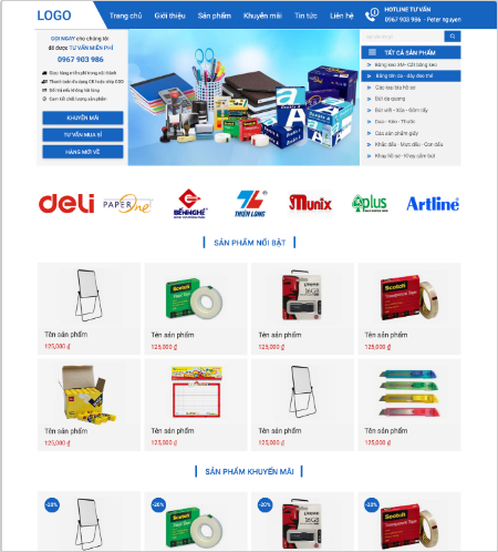 Thiết kế website văn phòng phẩm