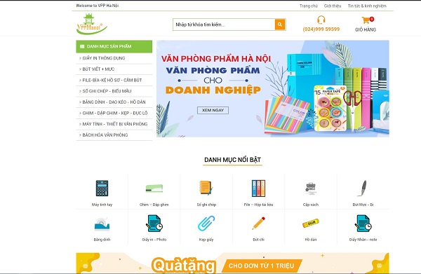 Thiết kế website văn phòng phẩm