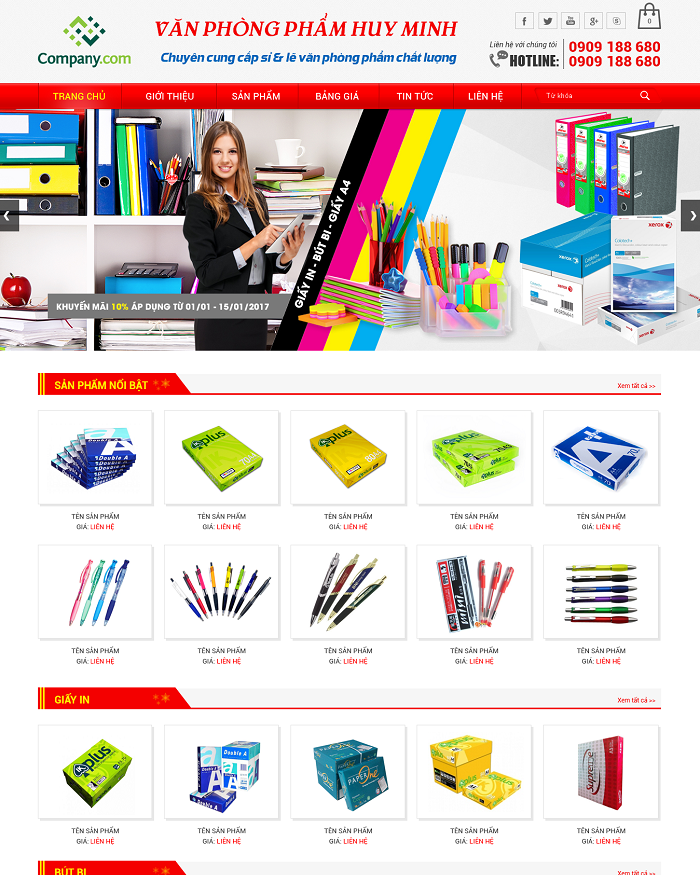 Thiết kế website văn phòng phẩm
