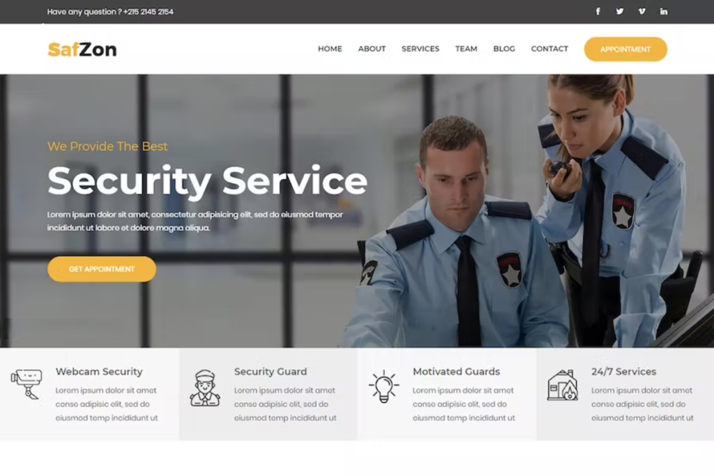 Thiết kế website công ty dịch vụ bảo vệ – Chuẩn SEO, hiện đại 1 Thiết kế web dịch vụ bảo vệ uy tín