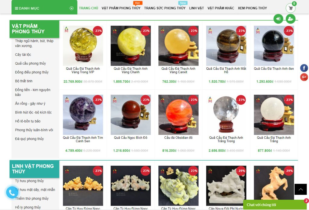 Thiết kế website bán đá phong thủy
