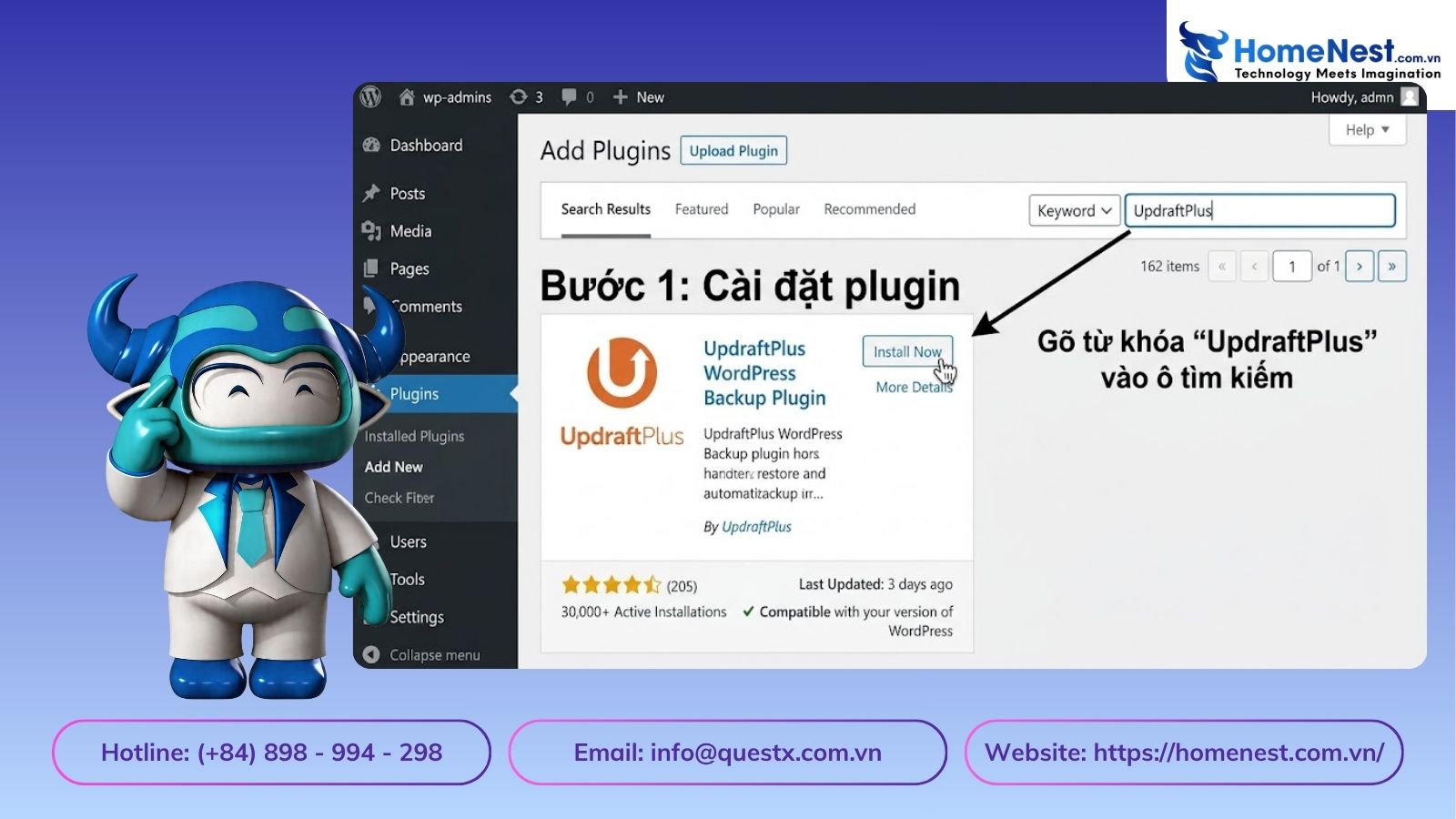 Bước 1 - cài đặt plugin