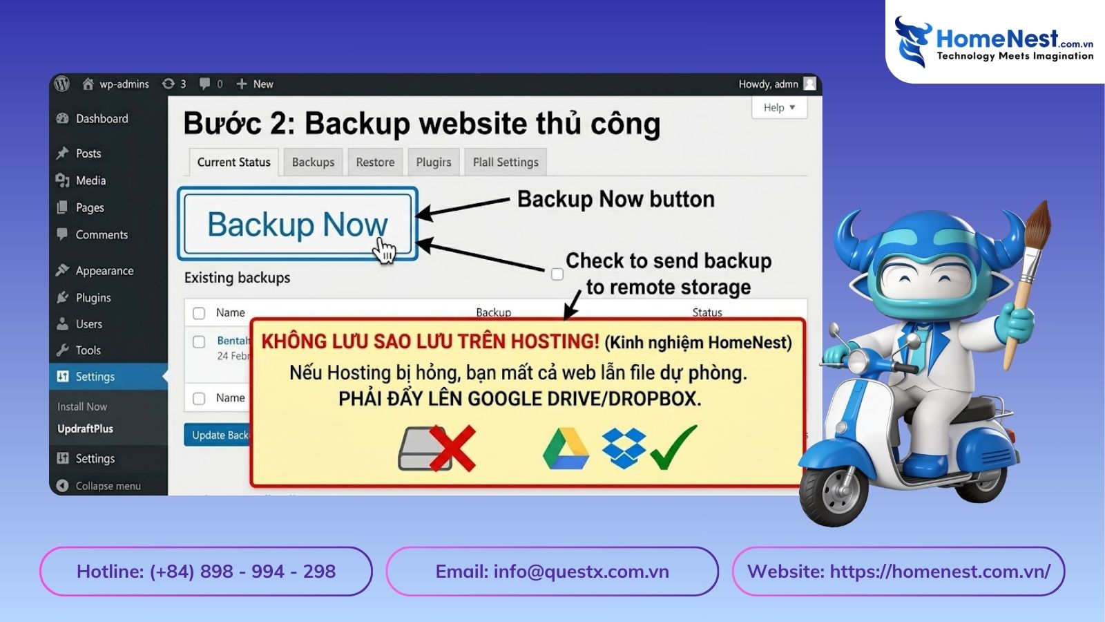 Bước 2 - backup website thủ công