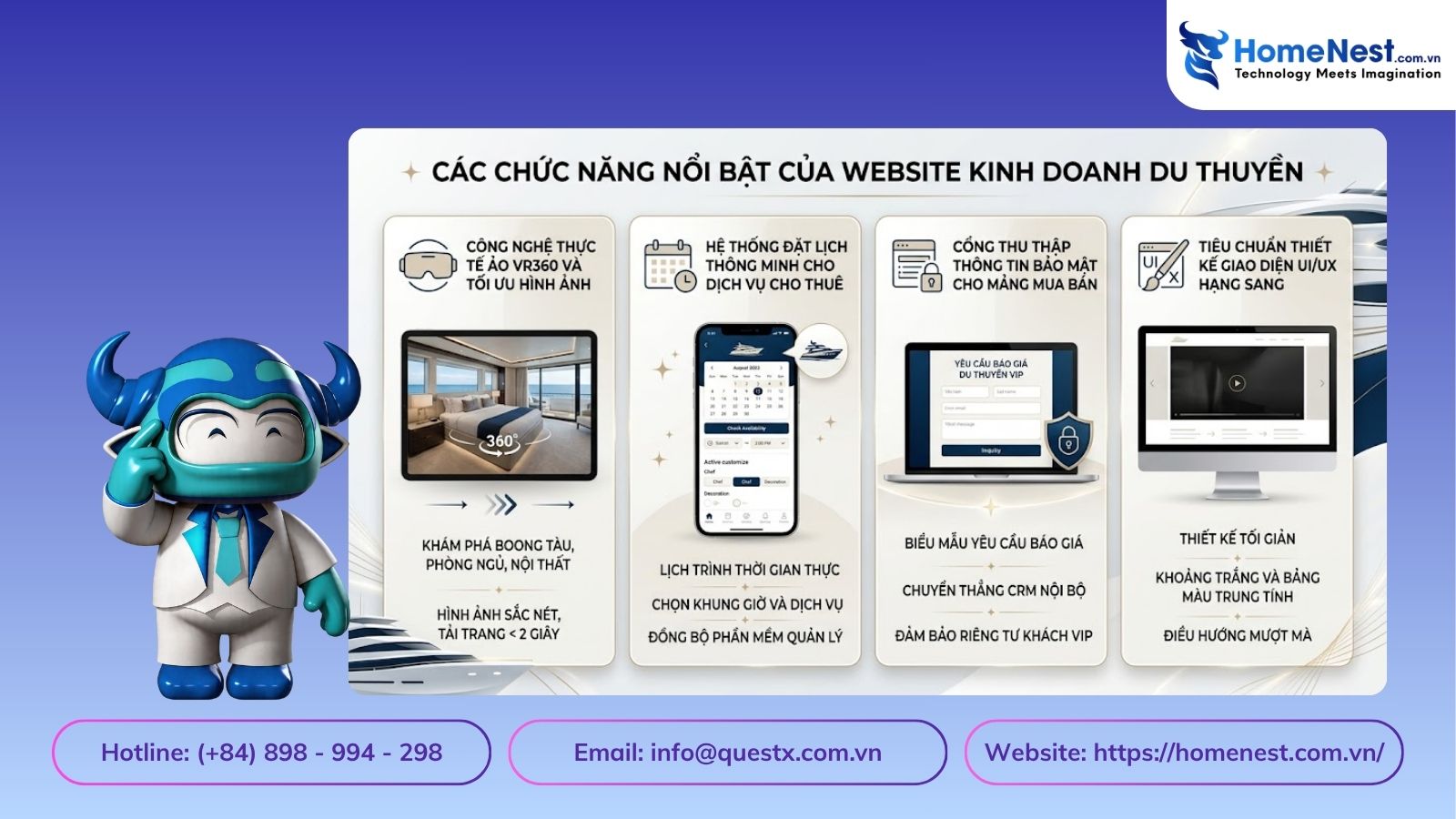Các chức năng nổi bật của website kinh doanh du thuyền