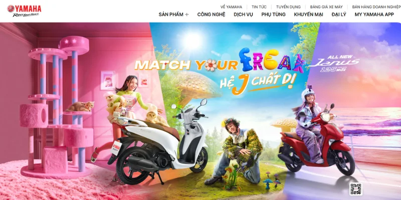 Mẫu thiết kế website xe máy theo hãng