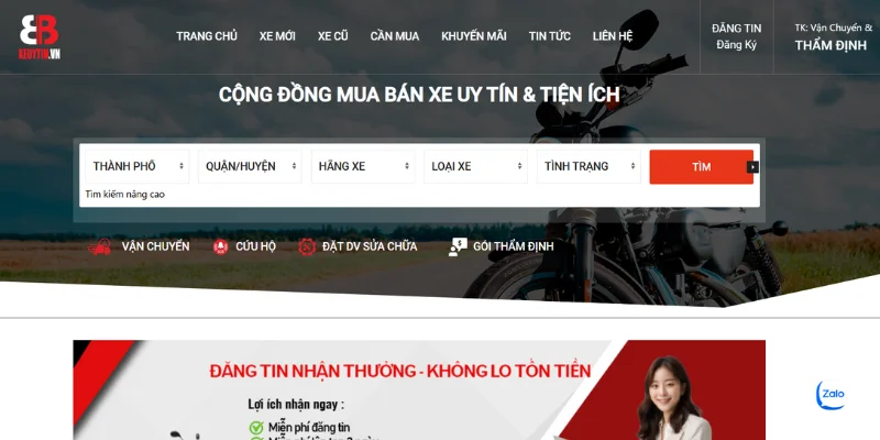 Mẫu thiết kế website bán xe máy mới và cũ
