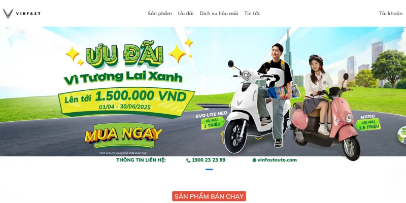 Mẫu thiết kế website xe máy điện