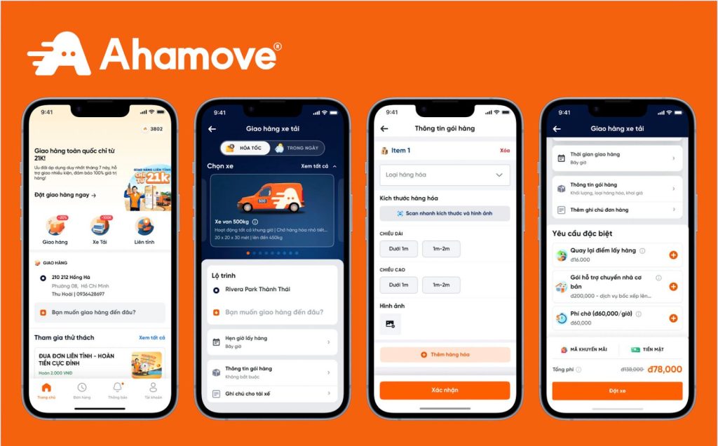 Mẫu app giao hàng theo yêu cầu ahamove