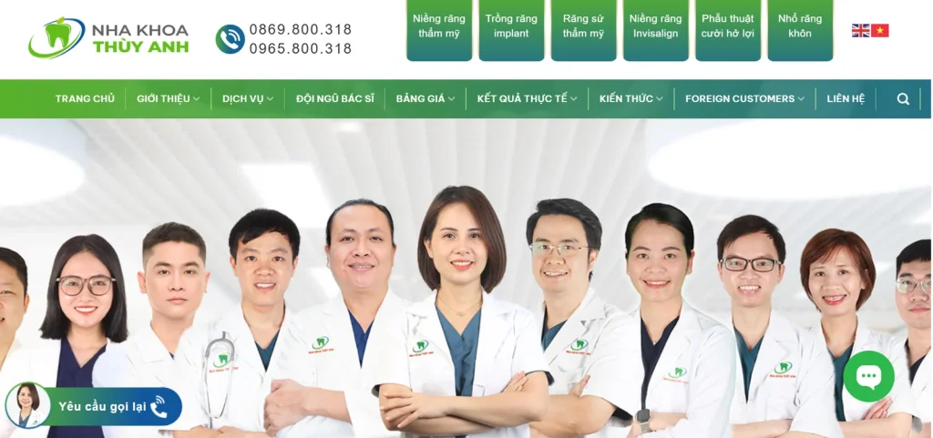 Mẫu thiết kế website nha khoa – nha khoa thùy anh