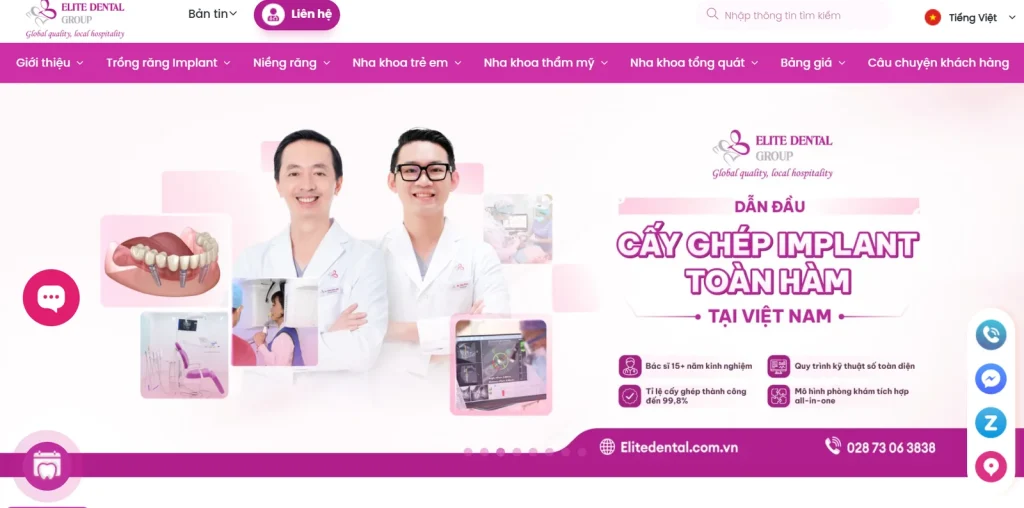 Mẫu thiết kế website nha khoa – elite dental group