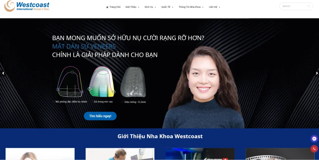 Mẫu thiết kế website nha khoa – westcoast international dental clinic