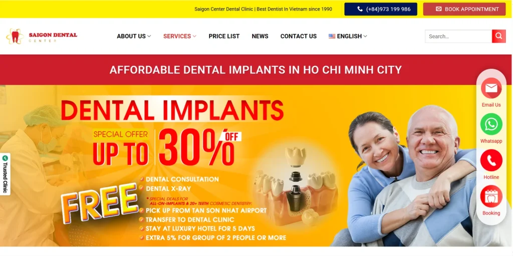 Mẫu thiết kế website nha khoa – saigon center dental clinic