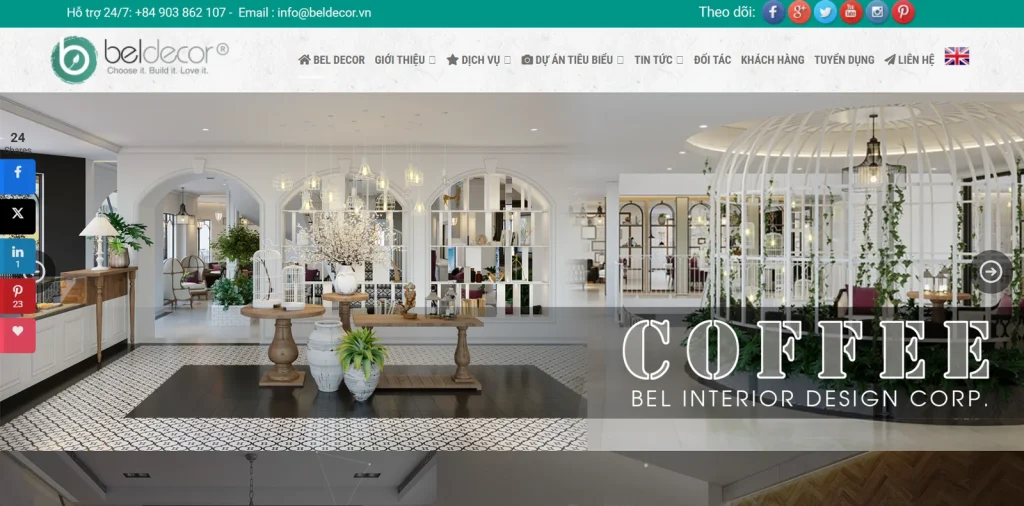 Mẫu thiết kế website nội thất – bel decor