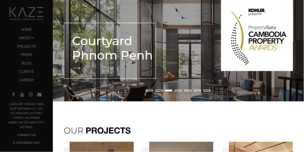 Mẫu thiết kế website nội thất – kaze interior design studio