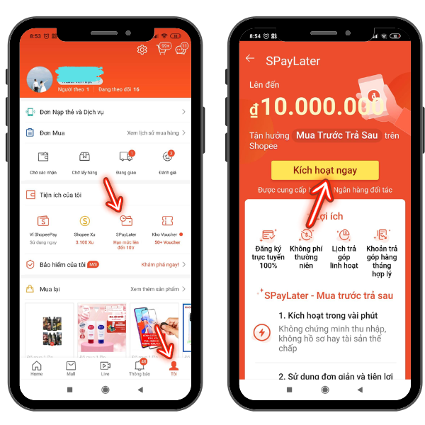 Dịch vụ spaylater trên ứng dụng shopee