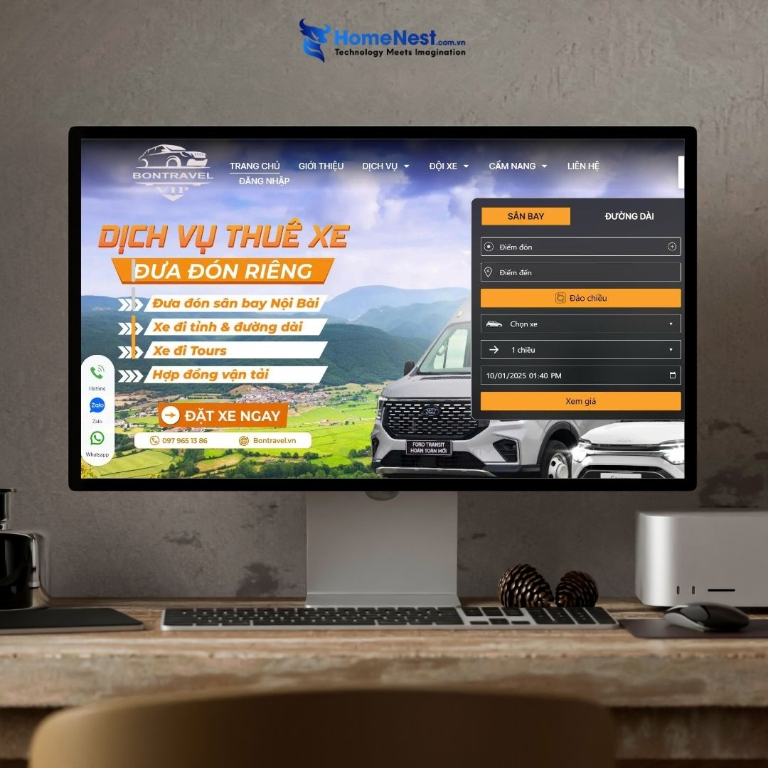 Website dịch vụ cho thuê xe Bontravel