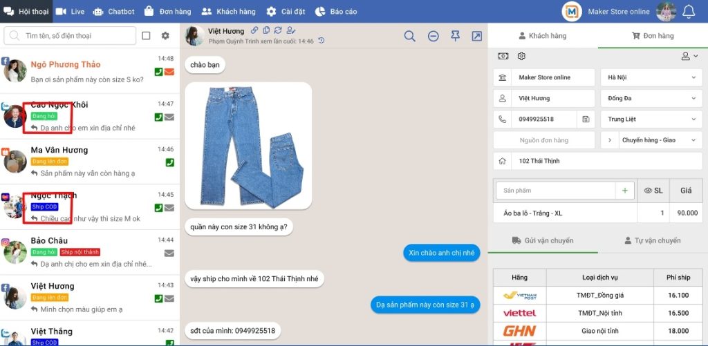 Tính năng gán nhãn hội thoại để nhận biết hội thoại