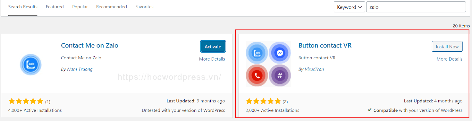 Hướng dẫn cách tích hợp Zalo vào Wordpress đơn giản 2 Plugin cài zalo
